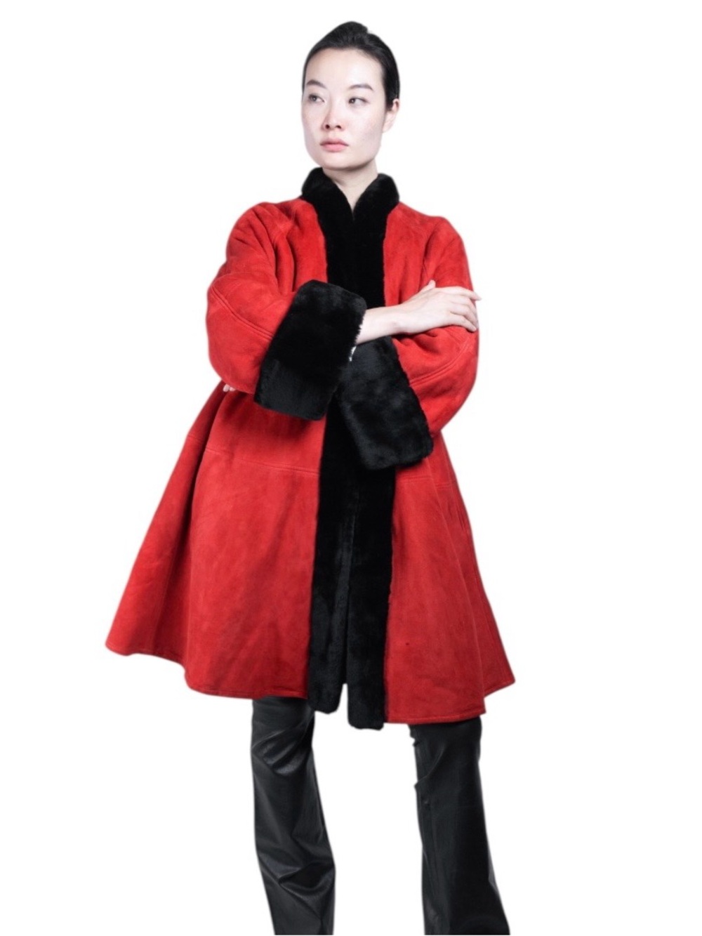 Vintage Red and Black Wool Coat